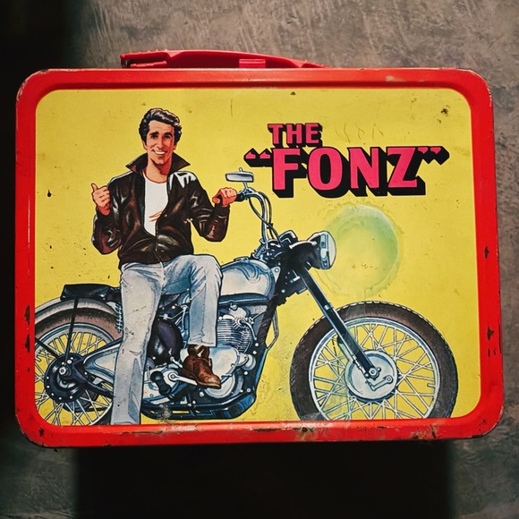 Other - Vintage “The Fonz” Red Metal Lunchbox with thermos